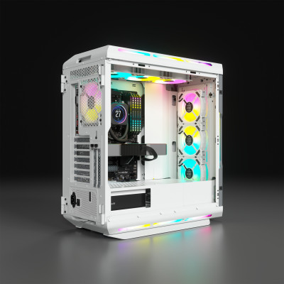 Corsair iCUE 5000T RGB Tempered Glass Mid-TowerSmart Case  White