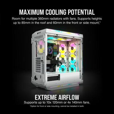Corsair iCUE 5000T RGB Tempered Glass Mid-TowerSmart Case  White