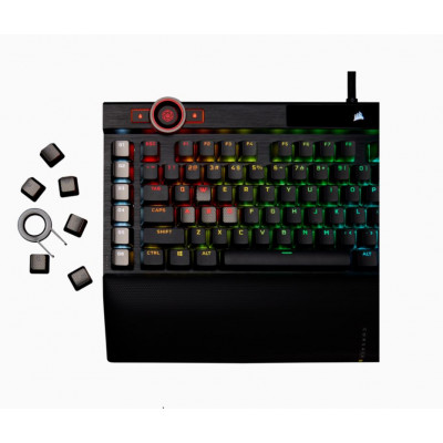 Corsair K100 RGB Optical-Mechanical Gaming Keyboard  Backlit RGB LED  CORSAIR OPX RAPIDFIRE  Black PBT Keycaps QWERTY