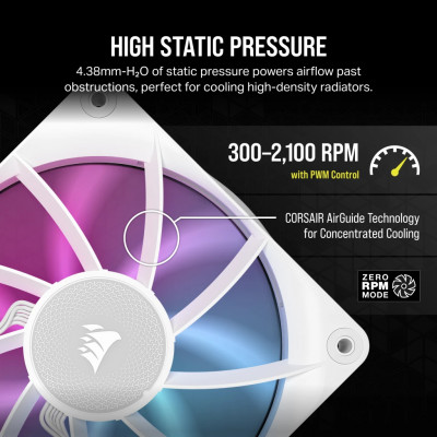 Corsair CORSAIR RX RGB Series iCUE LINK RX120 RGB White 120mm RGB Fan Triple Fan Kit