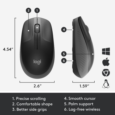 Logitech M190 Wireless Mouse Charcoal