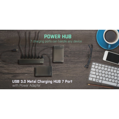 i-tec Metal U3HUB778 interface hub USB 3.2 Gen 1 (3.1 Gen 1) Type-A 5000 Mbit/s Zilver