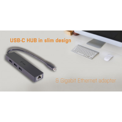 i-tec Advance C31GL3SLIM interface hub USB 3.2 Gen 1 (3.1 Gen 1) Type-C 5000 Mbit/s Zwart