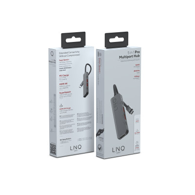 LINQ byELEMENTS LQ48014 hub & concentrateur USB 3.2 Gen 2 (3.1 Gen 2) Type-C 10000 Mbit/s Noir, Gris