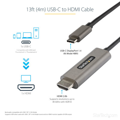 StarTech.com CDP2HDMM4MH video kabel adapter HDMI Type A (Standaard) Zwart, Zilver