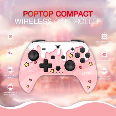 DragonShock - POPTOP Sweet Pink Compacte Draadloze Bluetooth controller - Geschikt voor Nintendo Switch - Switch Lite - Switch OLED