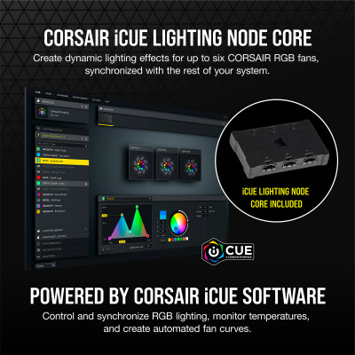 Corsair SP Series SP120 RGB ELITE 120mm RGB LEDFan with AirGuide Triple Pack with Lighting Node CORE