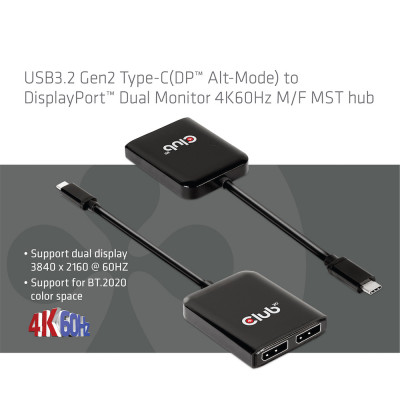 CLUB3D CSV-1555 video kabel adapter 1,5 m USB Type-C 2 x DisplayPort Zwart