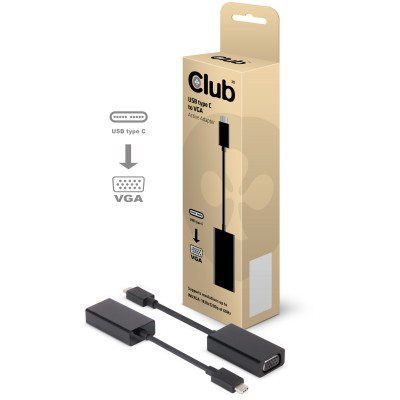 CLUB3D USB Type C to VGA Active Adapter USB C Zwart
