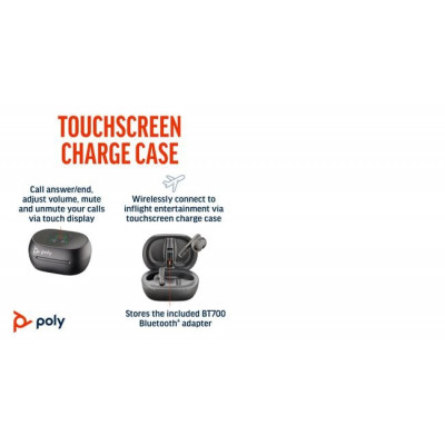 POLY Voyager Free 60+ UC Carbon Black Earbuds +BT700 USB-C Adapter +Touchscreen Charge Case Headset True Wireless Stereo (TWS) In-ear Kantoor/callcenter USB Type-C Bluetooth Zwart