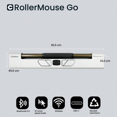 Contour Design RollerMouse Go muis Ambidextrous RF Wireless + Bluetooth + USB Type-A 4000 DPI