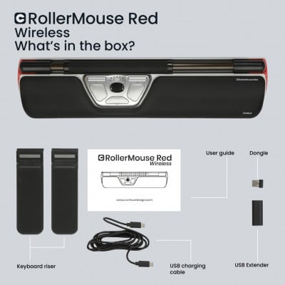 Contour Design RollerMouse Red muis Ambidextrous RF Wireless + Bluetooth + USB Type-A 2800 DPI