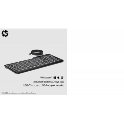 HP 400 Backlit Wired Keyboard toetsenbord USB Zwart