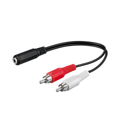AUDIO CABLE 3-PIN STEREO TO 2xRCA - 0,2M - BLACK