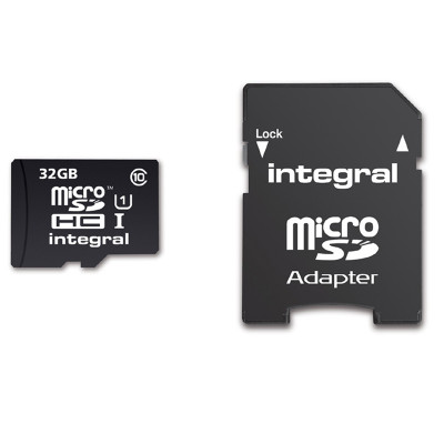 INTEGRAL MICROSDHC/XC CARD CLASS 10 WITH ADAPTOR 32GB
