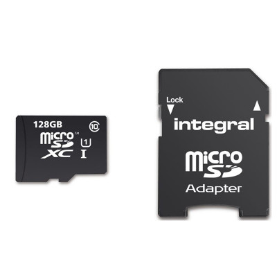 INTEGRAL MICROSDHC/XC CARD CLASS 10 WITH ADAPTOR 128GB