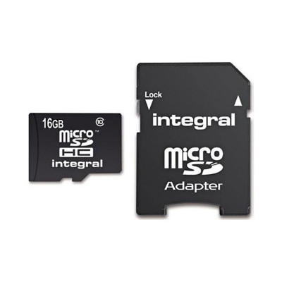 INTEGRAL MICROSDHC/XC CARD CLASS 10 WITH ADAPTOR 16GB