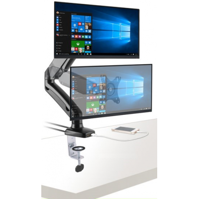 TECHLY DESK MOUNT FOR MONITOR 13-27" WITH USB & AUDIO PORTS