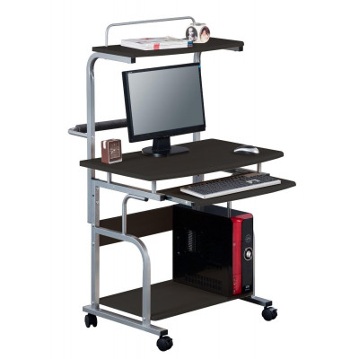 TECHLY COMPACT MULTI-FUNCTION COMPUTER DESK, GLOSSY BLACK