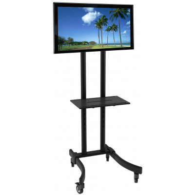 TECHLY BLACK LCD/LED TROLLEY STAND WITH SHELF 32-70''