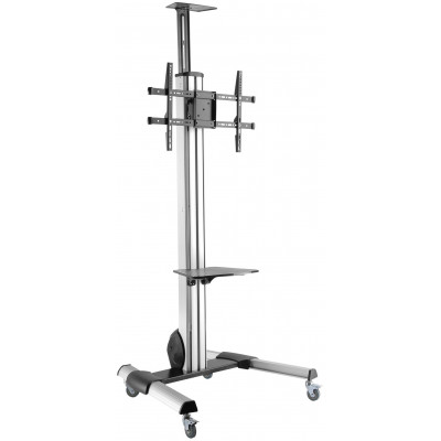 TECHLY SILVER LCD/LED TROLLEY STAND WITH SHELF 24-55"