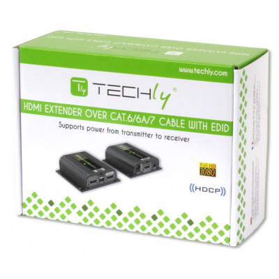 TECHLY 1080P HDMI EXTENDER OVER CAT6 POE & EDID - UP TO 40M