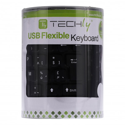 2de keus - Nieuwstaat: TECHLY SILICON/FOLDABLE USB KEYBOARD - AZERTY BE