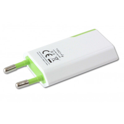 TECHLY POWER ADAPTER SLIM USB 5V 1A WHITE/GREEN