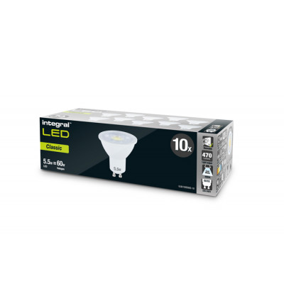 10-PACK GU10 LED SPOT - DIMMABLE 5.5W(60W) 470 LUM/4000K