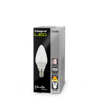 CANDLE 3.4W (25W) 2700K 250LM E14 NON-DIMMABLE FROSTED LAMP