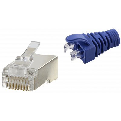 RJ45 CAT5e SHIELDED EASY CONNECTOR+BLUE BOOT - 50-PACK
