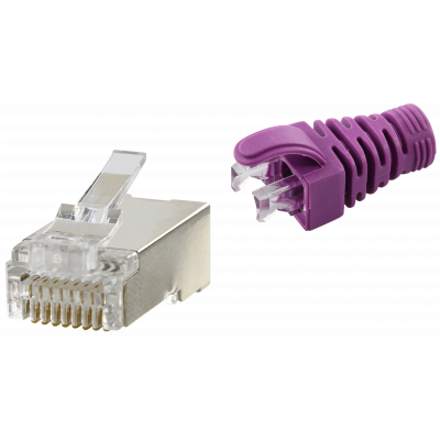 RJ45 CAT5e SHIELDED EASY CONNECTOR+PURPLE BOOT - 50-PACK
