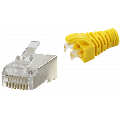 RJ45 CAT5e SHIELDED EASY CONNECTOR+YELLOW BOOT - 50-PACK