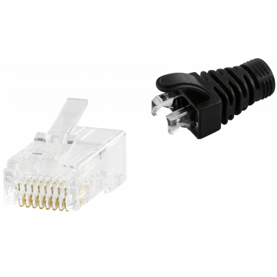 RJ45 CAT5e UNSHIELDED EASY CONNECTOR+BLACK BOOT - 50-PACK
