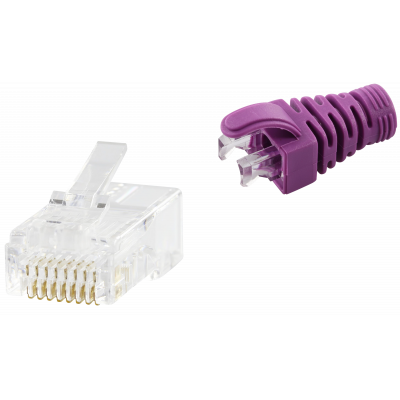 RJ45 CAT5e UNSHIELDED EASY CONNECTOR+PURPLE BOOT - 50-PACK