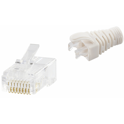 RJ45 CAT5e UNSHIELDED EASY CONNECTOR+WHITE BOOT - 50-PACK