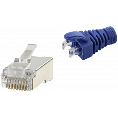 RJ45 CAT6 SHIELDED EASY CONNECTOR+BLUE BOOT - 50-PACK