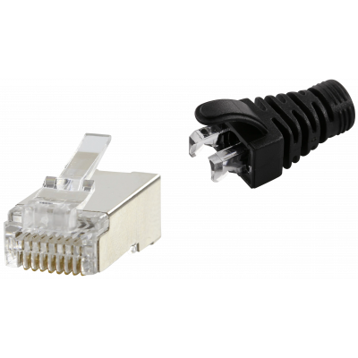 RJ45 CAT6 SHIELDED EASY CONNECTOR+BLACK BOOT - 50-PACK