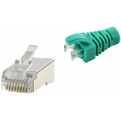 RJ45 CAT6 SHIELDED EASY CONNECTOR+GREEN BOOT - 50-PACK