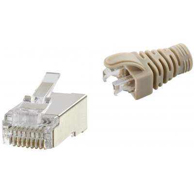 RJ45 CAT6 SHIELDED EASY CONNECTOR+GREY BOOT - 50-PACK