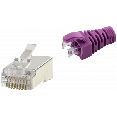 RJ45 CAT6 SHIELDED EASY CONNECTOR+PURPLE BOOT - 50-PACK
