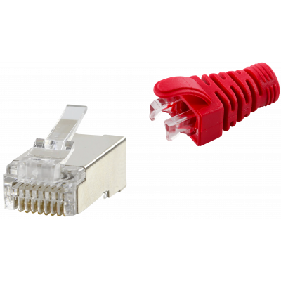 RJ45 CAT6 SHIELDED EASY CONNECTOR+RED BOOT - 50-PACK