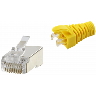RJ45 CAT6 SHIELDED EASY CONNECTOR+YELLOW BOOT - 50-PACK