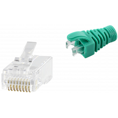 RJ45 CAT6 UNSHIELDED EASY CONNECTOR+GREEN BOOT - 50-PACK