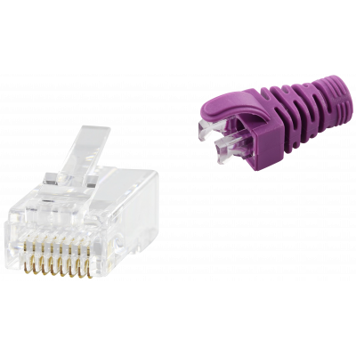 RJ45 CAT6 UNSHIELDED EASY CONNECTOR+PURPLE BOOT - 50-PACK